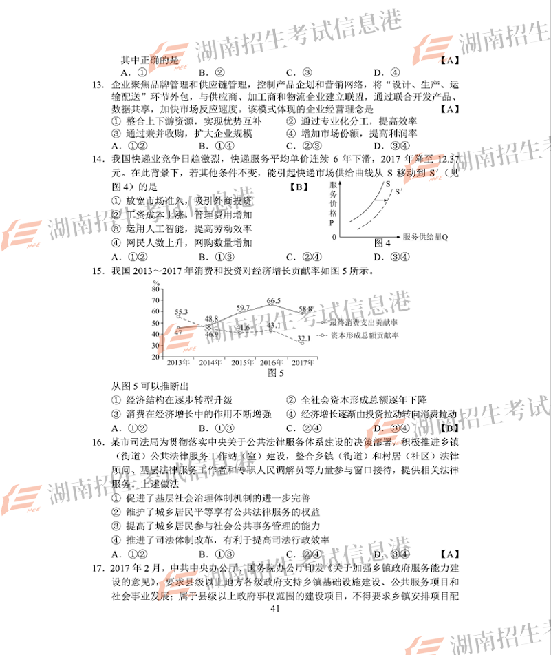 2018年山東高考文綜試題