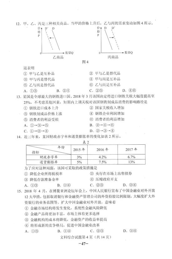 2018年遼寧高考文綜試題