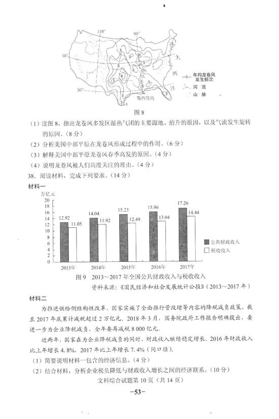 2018年遼寧高考文綜試題